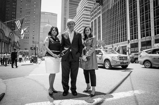 Carol Robles-Román, David Boies, & Penny Venetis "stop traffic" in NYC