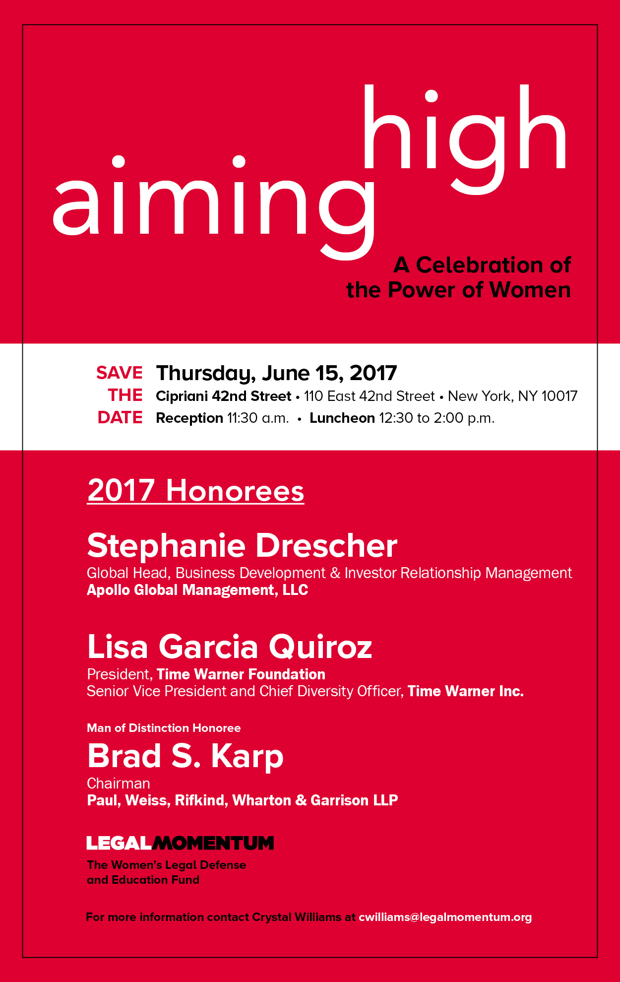 Aiming High 2017 graphic with honorees