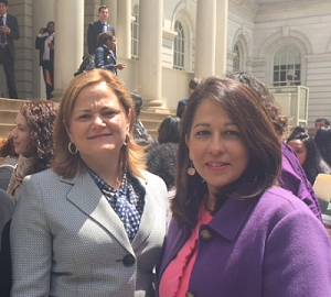 Melissa Mark-Viverito and Carol Robles-Román at City Hall